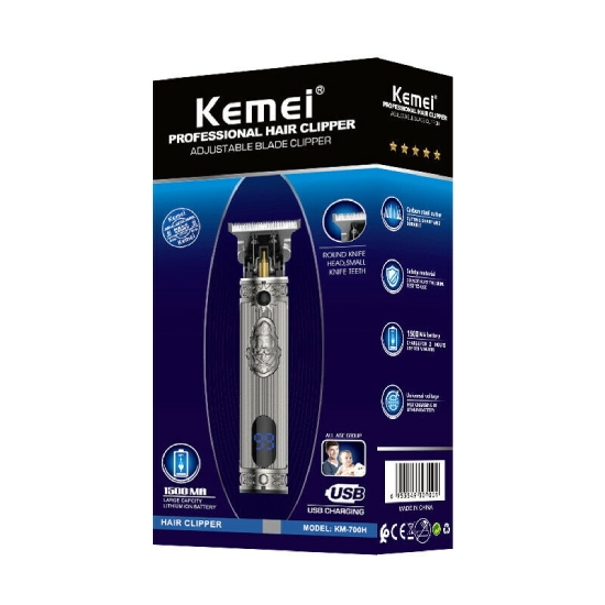 Picture of Kemei KM-700H Rechargeable Cordless Electric Men 0mm Bald headed Hair Clipper - Silver