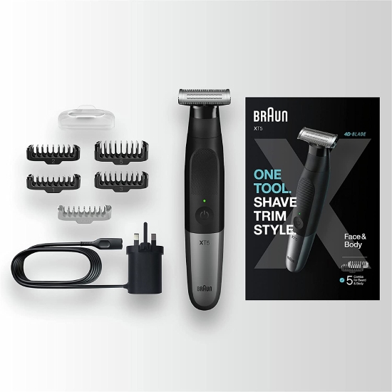 Picture of Braun All In One Tool Shave Trim Style Wet & Dry with 5 attachMents , Black #XT5100