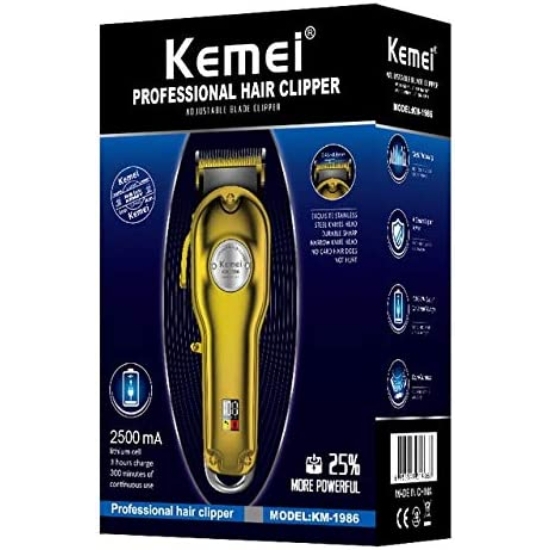 Picture of Kemei All-metal Barber Professional Electric Cordless LCD Hair Trimmer #1986