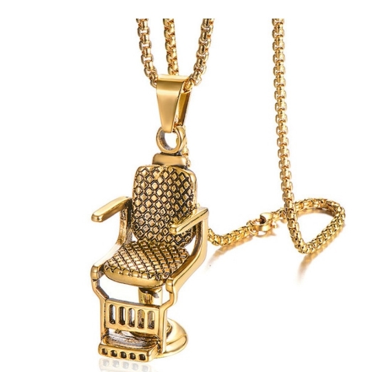 Picture of LEGEND Barber Chair Gold Color Necklace BJ23